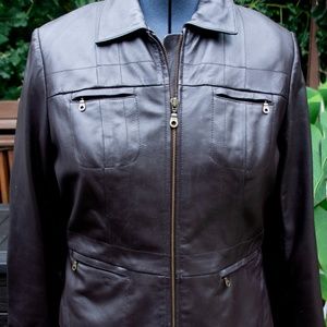 Short Brown Leather Alfani jacket petite